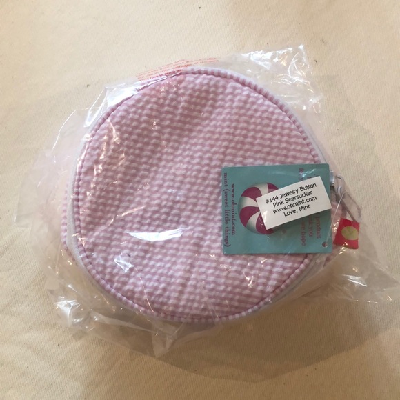 Oh Mint Pink Seersucker Jewelry Button (6 inches) - Picture 1 of 2